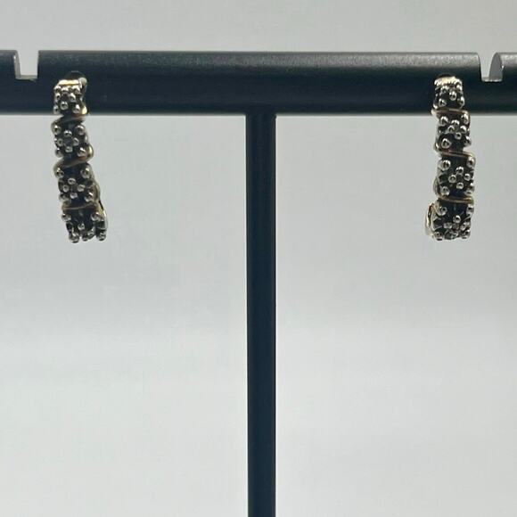Ross Simon Sterling Silver Two Tone Illusion Diamond Half J Hoop Earrings - Picture 2 of 10